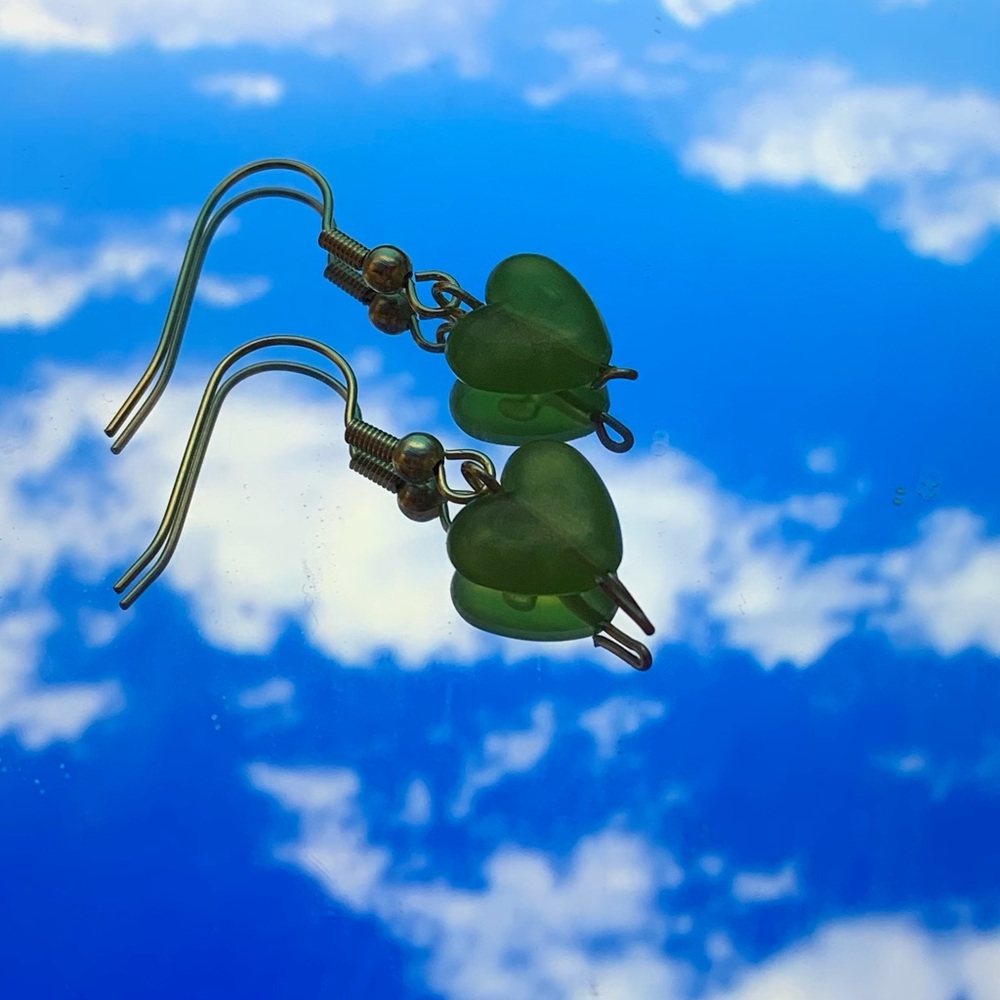 green earrings
